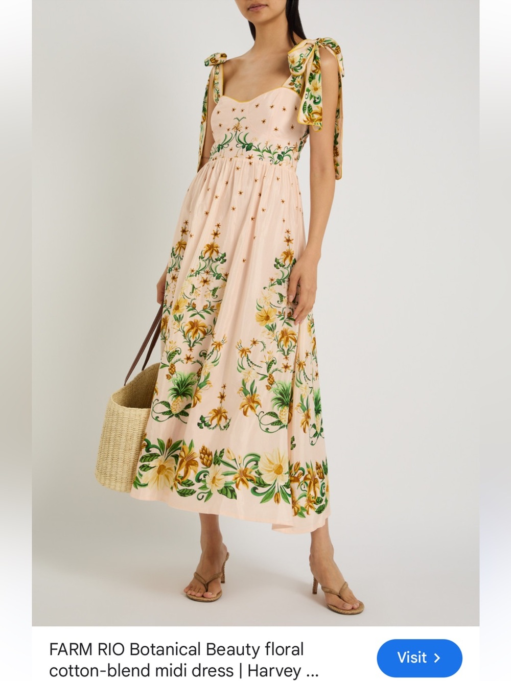 Farm Rio: Botanical Beauty floral cotton-blend midi dress - Picture 12 of 13